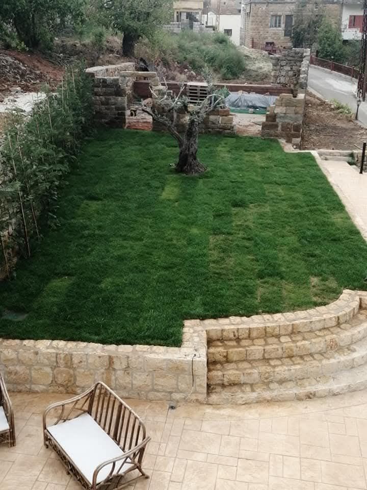 After: stone steps and lawn